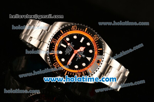 Rolex Sea-Dweller Deepsea Asia 2813 Automatic Steel Case/Strap with Black Dial and Orange Diver Index - Click Image to Close